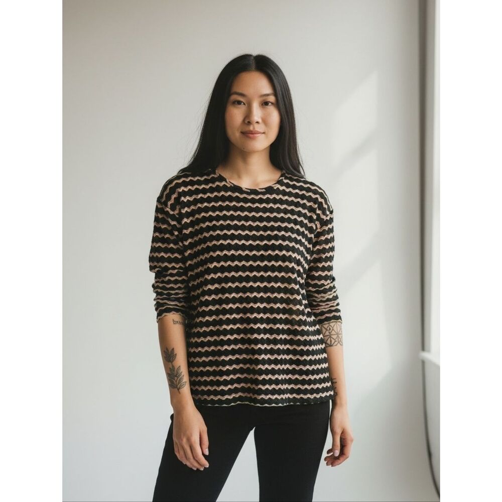 Rainbow Wave-Stripe Knit Top